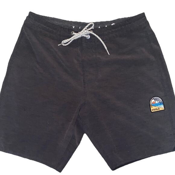 Vissla Men's 8" Board Shorts Black Sz Small 30 x 17 Logo - Picture 1 of 7